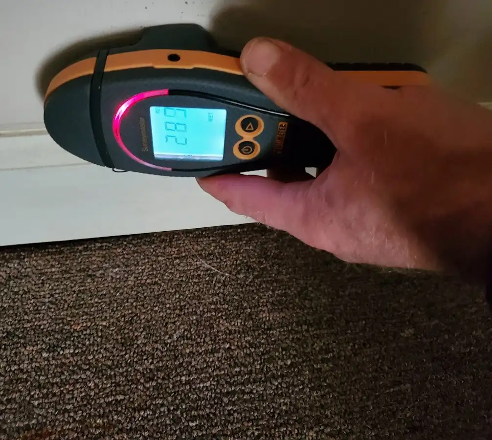 Moisture detection at baseboard during Burst Pipe Cleanup in Bothell East